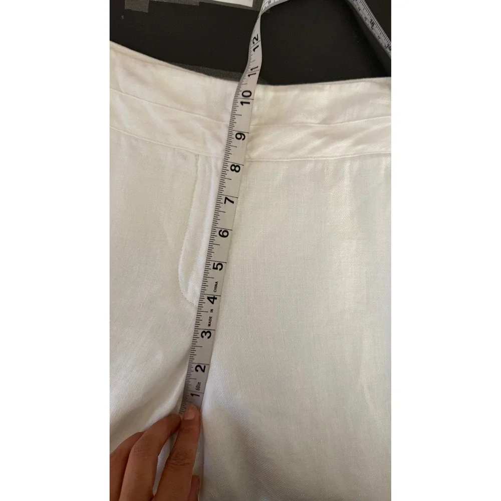 Worthington White Linen‎ Pants 33X 31 Wide Leg Coastal Grandmother Beach Summer